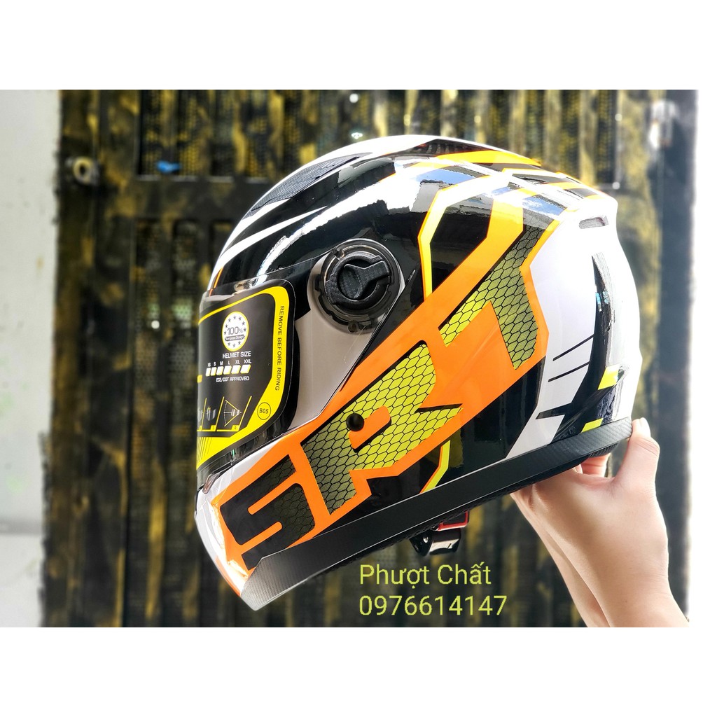 Nón Fullface cao cấp Asia tem SRT màu cam