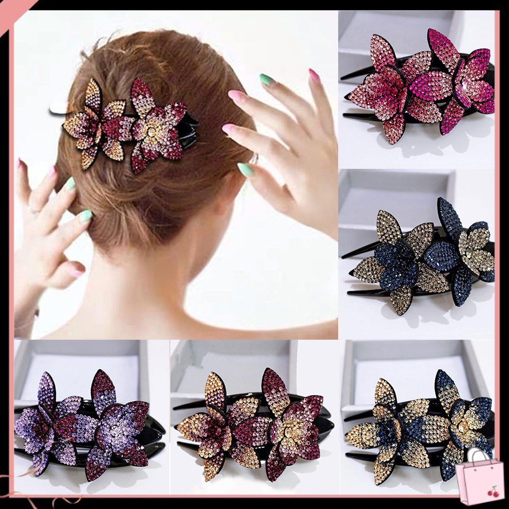 Kẹp Tóc Mỏ Vịt Đính Đá Linh Hoạt Thanh Lịch Cho Nữ