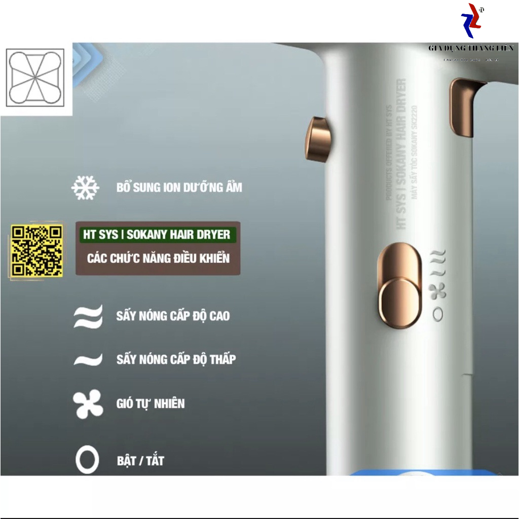 Máy Sấy Tóc , máy sấy tóc Công Suất Lớn 2 chiều nóng lạnh SOKANY SK 2220 ( tặng kèm đầu thổi) 1600W CHẤT LƯỢNG CAO