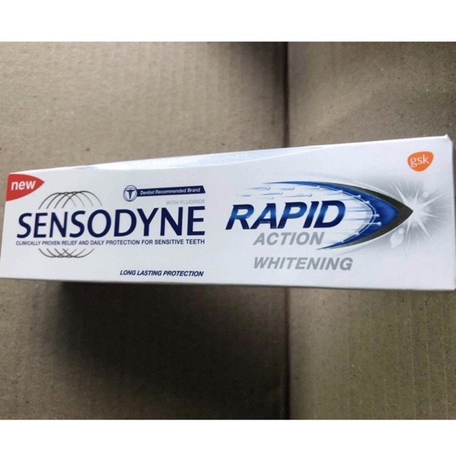 Kem đánh răng sensodyne rapid action whitening giúp giảm ê buốt, giúp làm trắng răng tự nhiên (thái Lan )