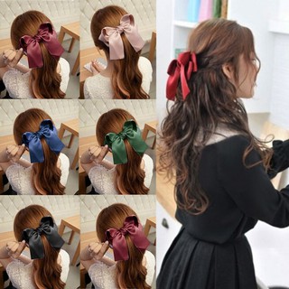 Dây Buộc Tóc Vải Satin Cỡ Lớn Phối Nơ Dễ Thương Cho Nữ