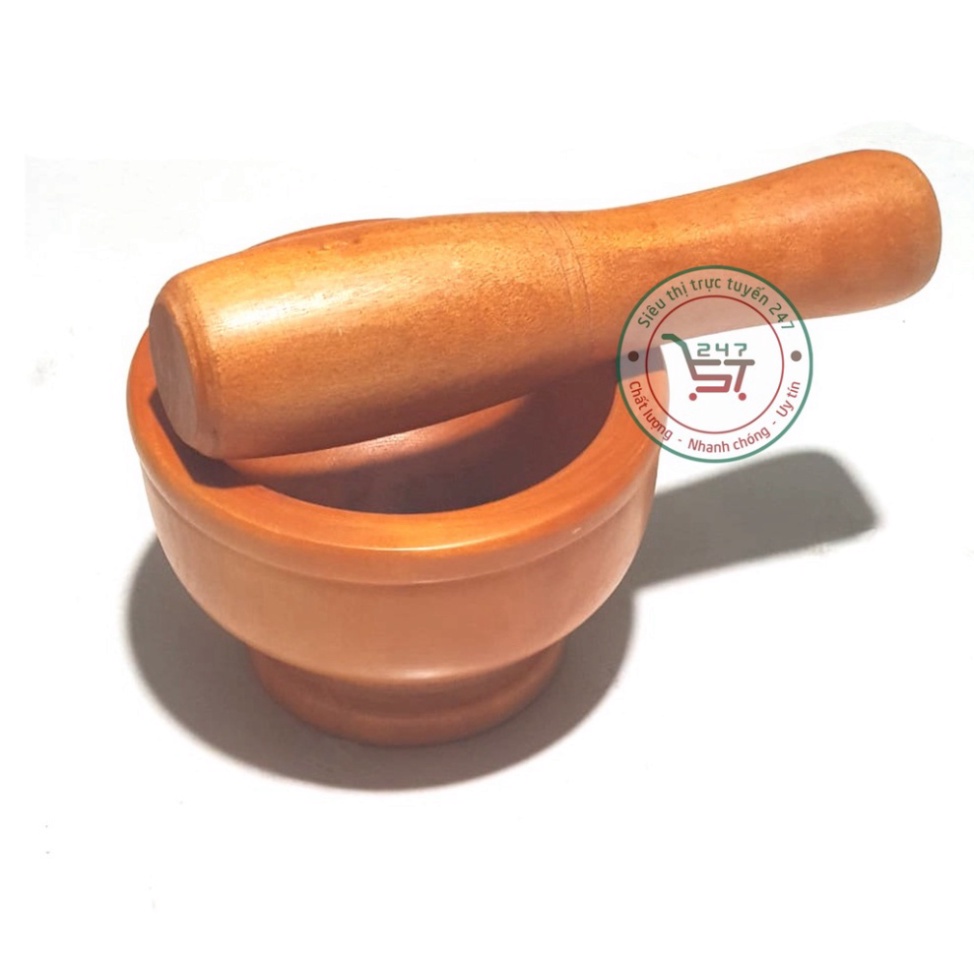 Bộ cối chày gỗ nhỏ đâm tiêu giã tỏi đa năng tiện dụng trong gia đình