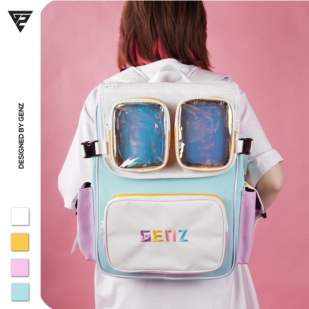 Balo ulzzang GENZ Backpack tone màu pastel trẻ trung