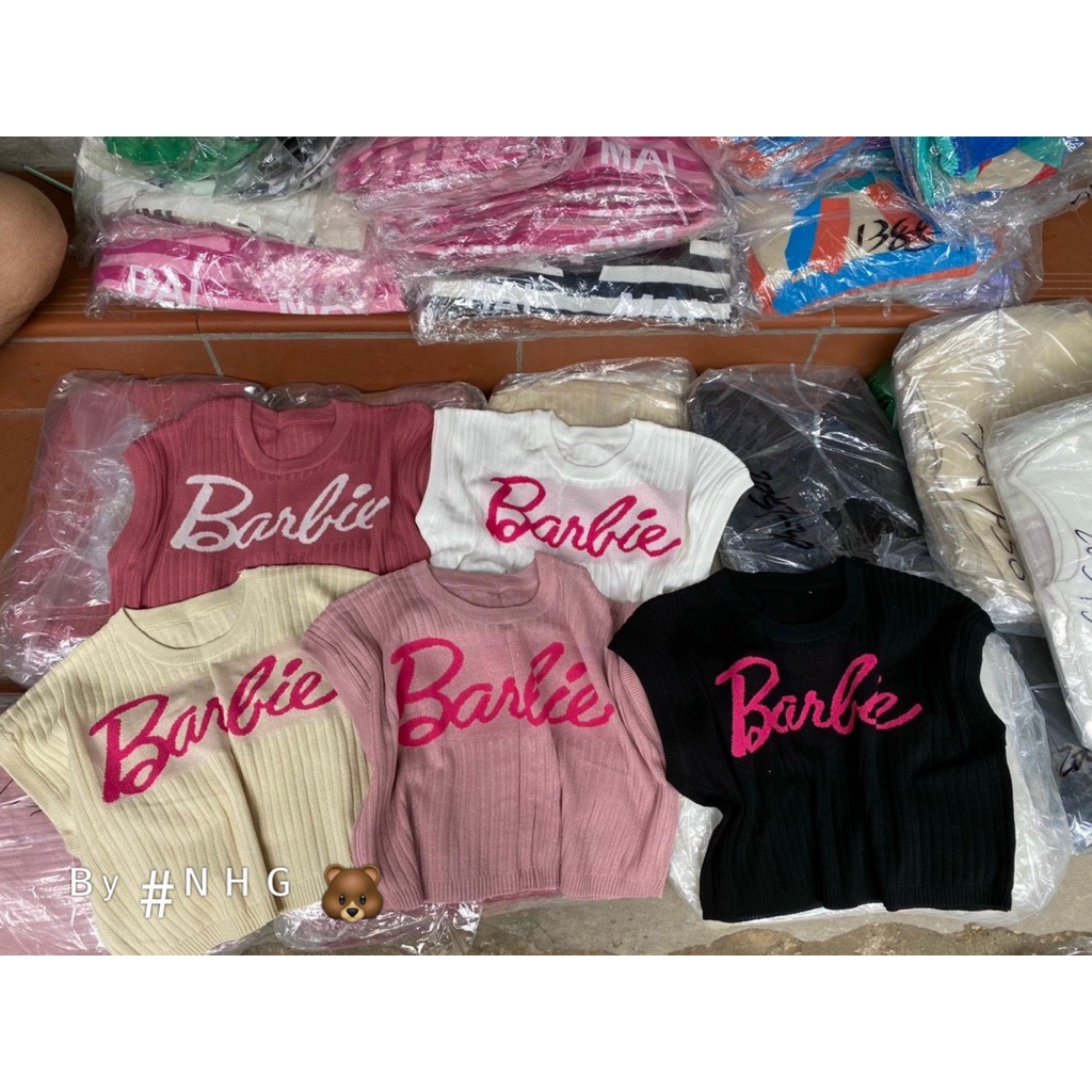 (Hàng có sẵn) Áo len kiểu chữ barbie tay hến hàng QC!