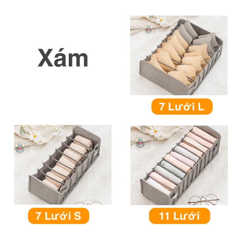 SUPO DEPOT - Túi vải  dày dặn xếp gọn chia 7/11 ngăn đựng nội y/ tất cho ngăn kéo tủ quần áo