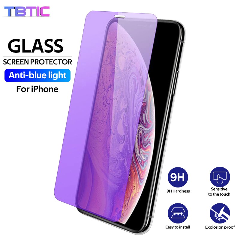 Kính cường lực TBTIC chống ánh sáng xanh thích hợp cho iPhone 14 13 12 11 Pro Max Mini SE 2020 X Xs Max Xr 8 7 6 6s Plus