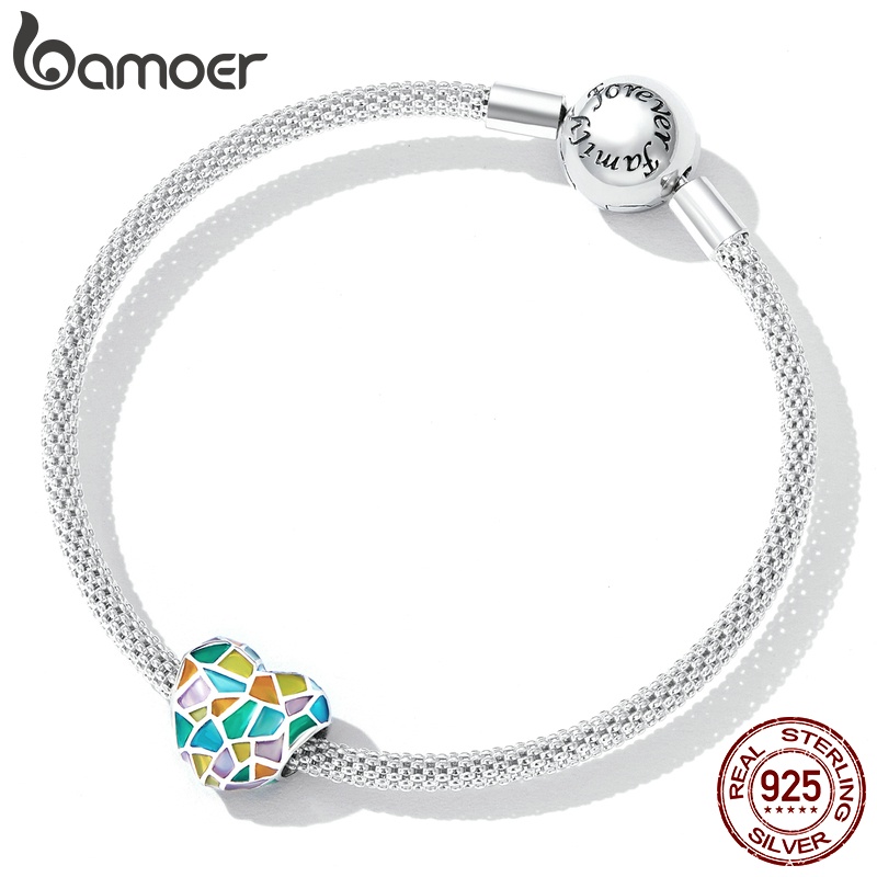 Mặt dây BAMOER bằng bạc 925 mạ vàng nhiều màu thời trang cho nữ