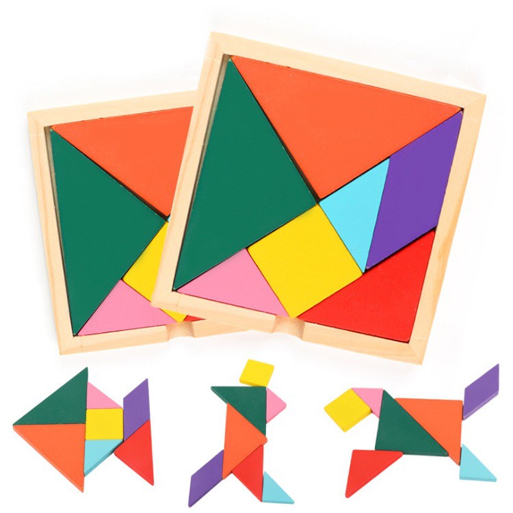 Đồ chơi xếp hình tangram loại dày dặn 1cm cho bé, đồ chơi gỗ an toàn dochoigo.vn