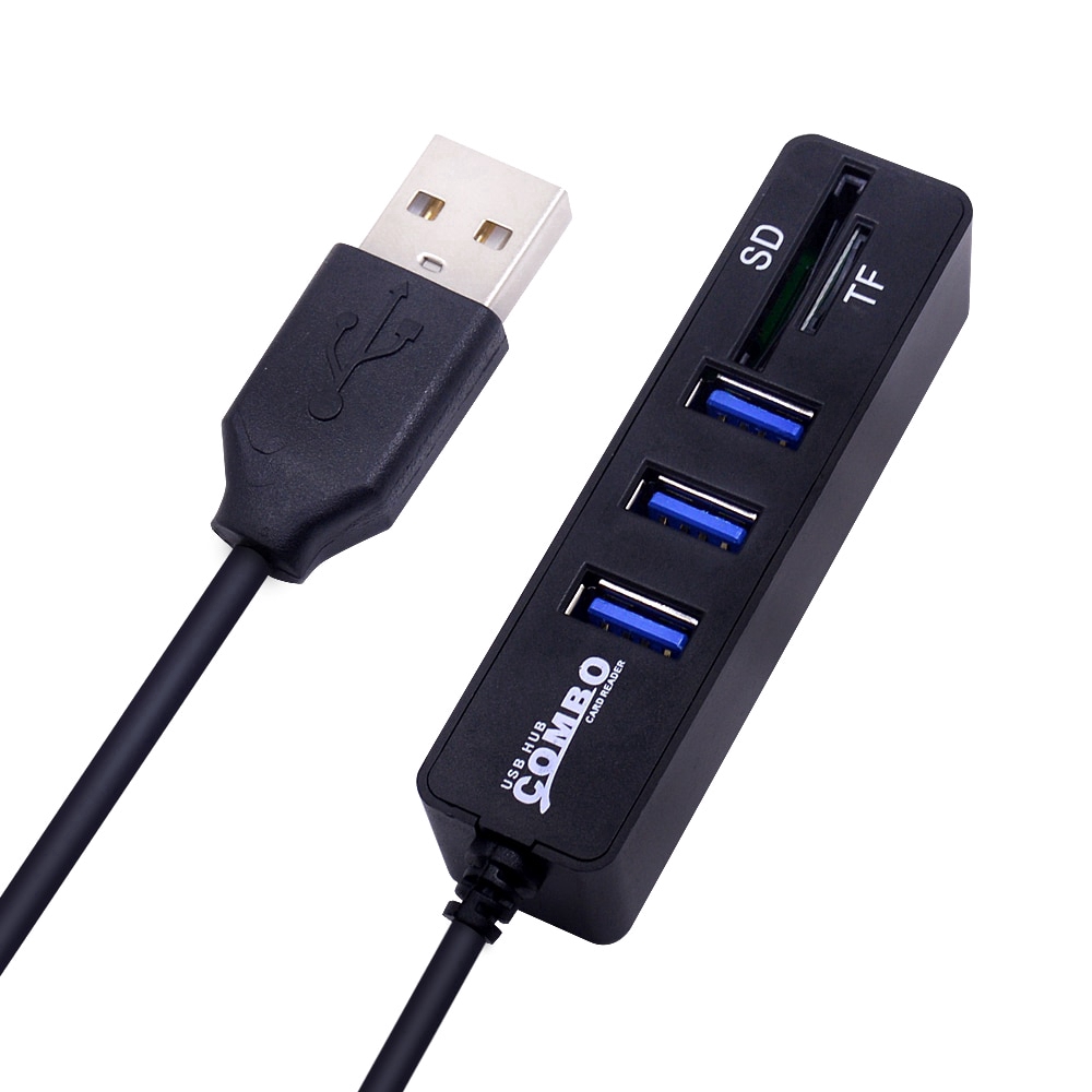 Thiết bị chia 3 cổng USB 2.0 kiêm đầu đọc thẻ nhớ TF SD tiện lợi