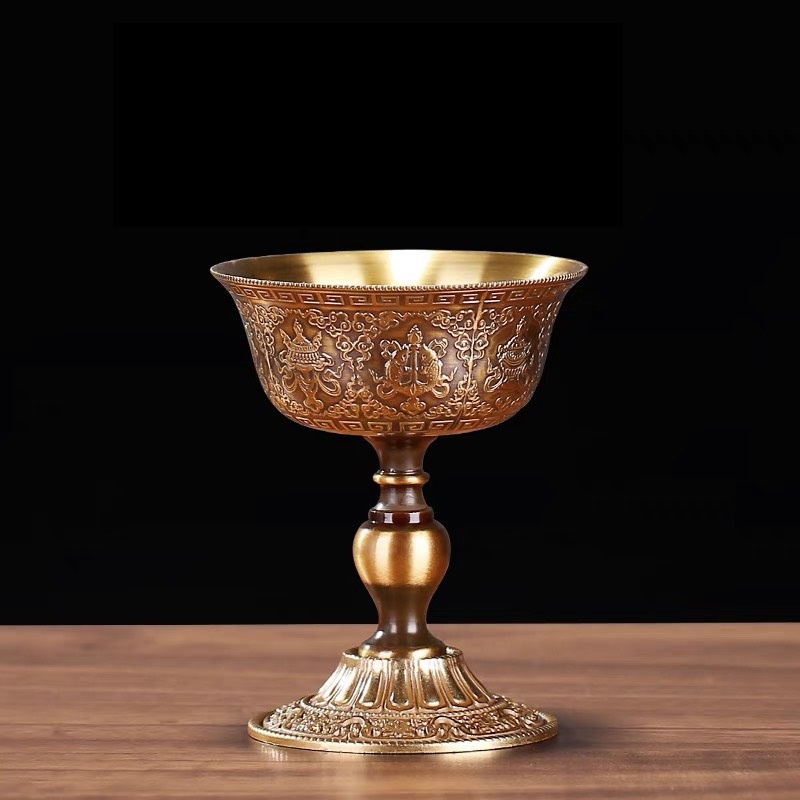 Đồ thờ cúng, ly đồng 9cm chân xám 2 khúc giá đèn cầy trang trí- Nhơn Phát