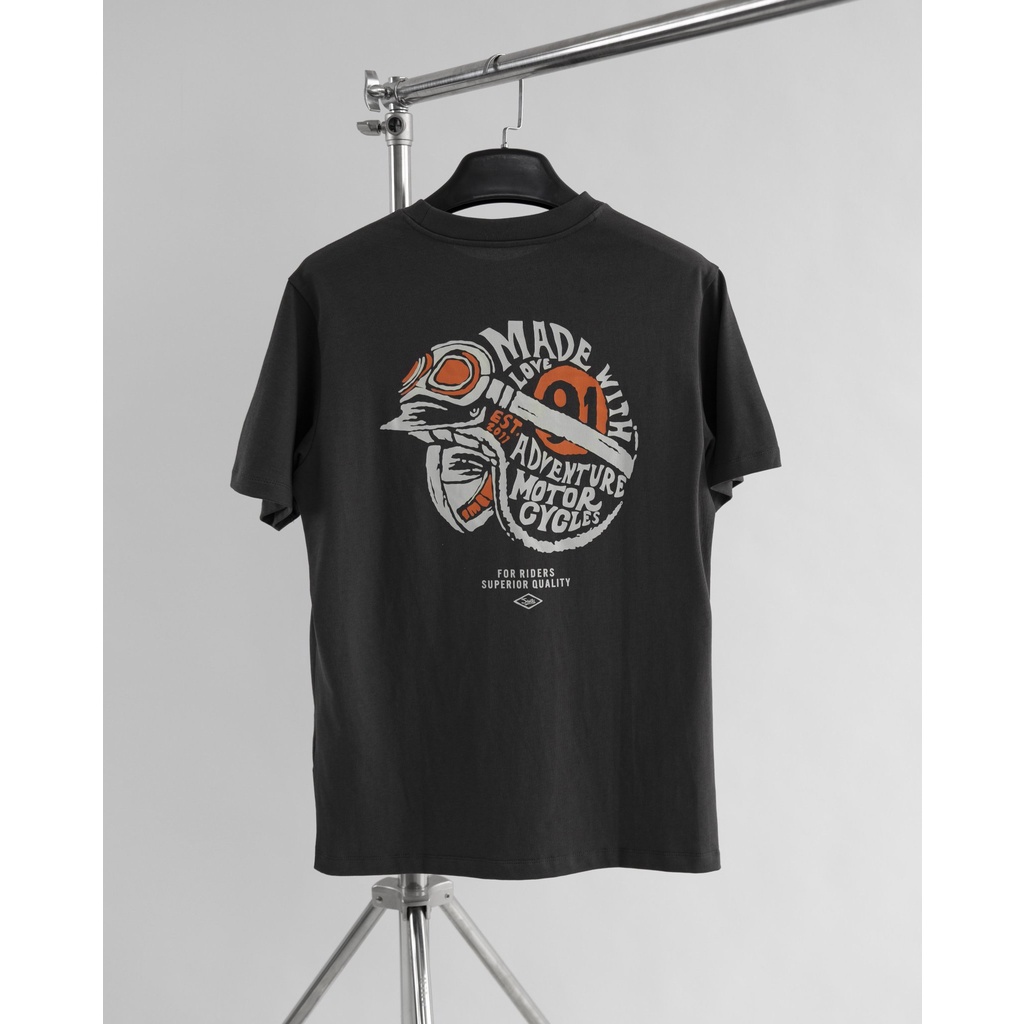Áo phông nam trắng ghi H2T chất liệu cotton from dáng rộng không cổ ngắn tay họa tiết độc đáo 1575