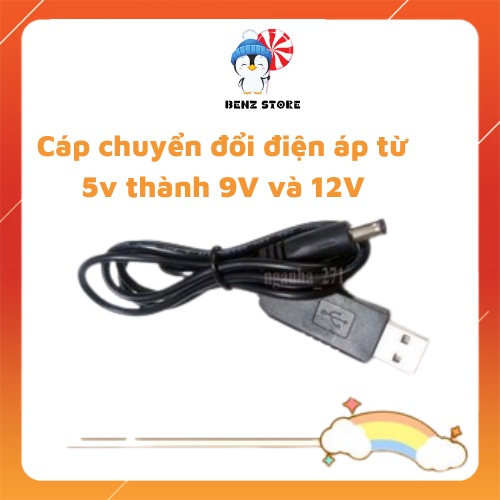 Cáp chuyển đổi điện áp 5V sang 9v hoặc 12V - 1A