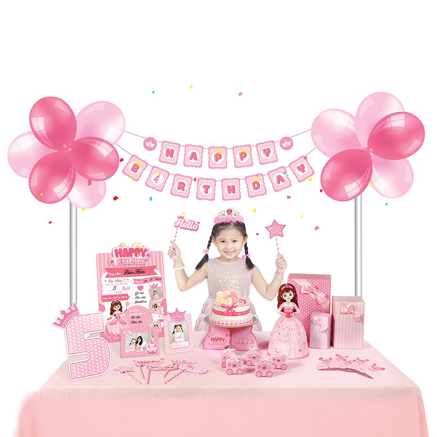 HAPPY KIBU- TRANG TRÍ SINH NHẬT-SET 10 THIỆP MỜI SINH NHẬT 3D CÔNG CHÚA