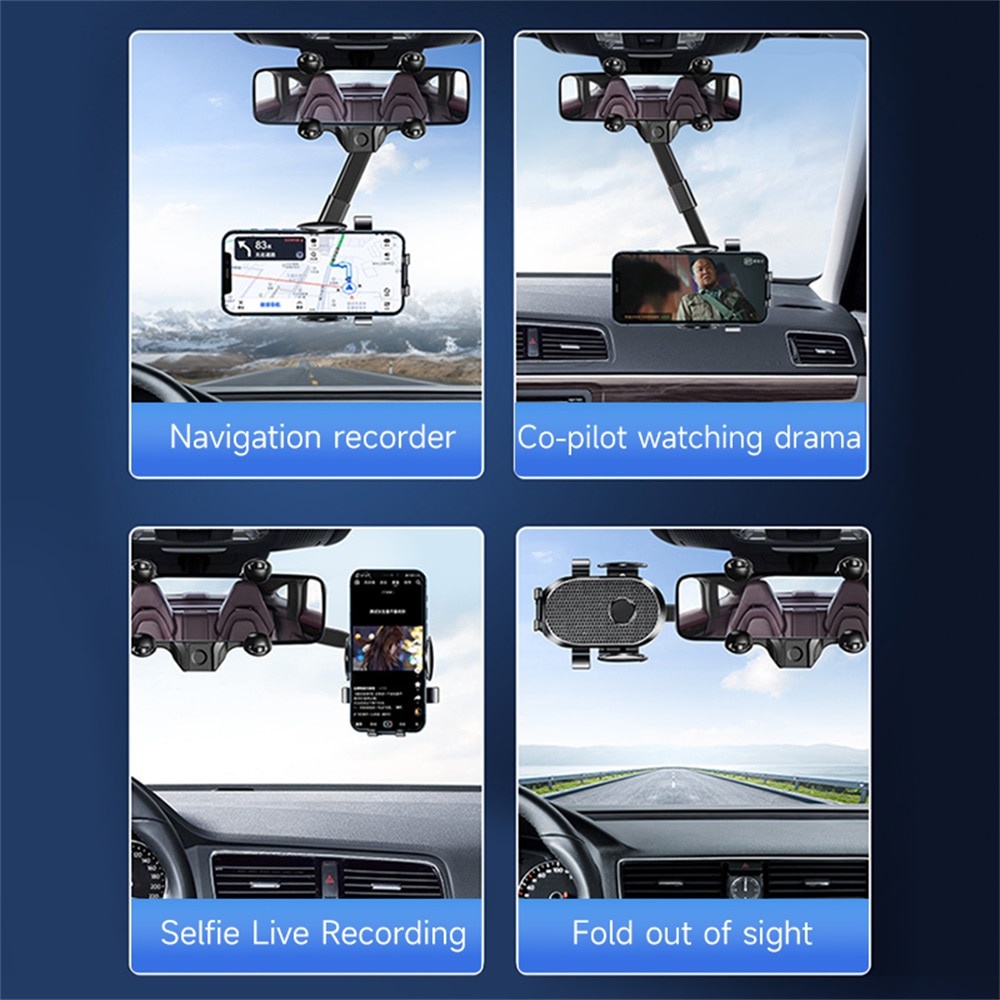 Giá đỡ điện thoại GPS GUUGEI gắn gương chiếu hậu bên trong xe hơi điều chỉnh được xoay 360 độ tiện lợi