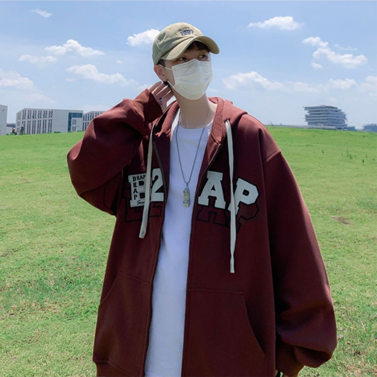 Áo hoodie Khóa Kéo Thêu Chữ Phong Cách Hàn Quốc Thời Trang unisex 250g