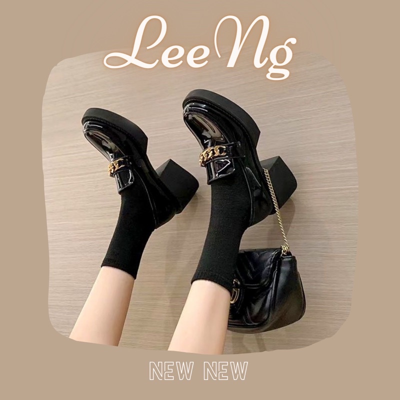 Giày Oxford Lolita cao gót 5cm nữ phong cách thời trang trẻ cá tính mix xích