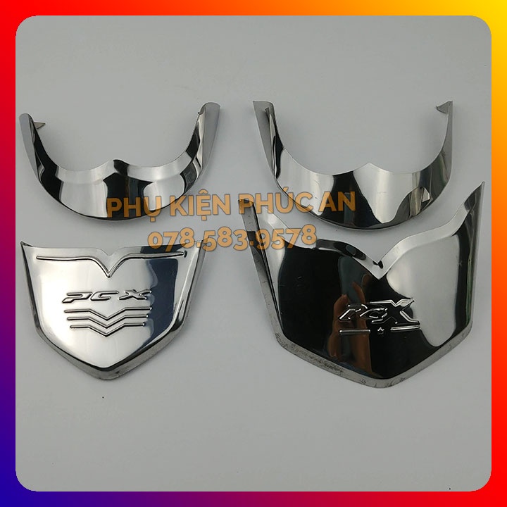 Bộ ốp mỏ đuôi dè INOX xe PCX - chỉ mũi chắn bùn trước sau che mõm 2014 2015 2016 2017 2018 2019 2020 2021 2022 2023