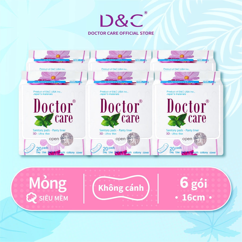 Băng vệ sinh thảo dược Doctor Care hàng ngày 16 cm Combo 6 gói