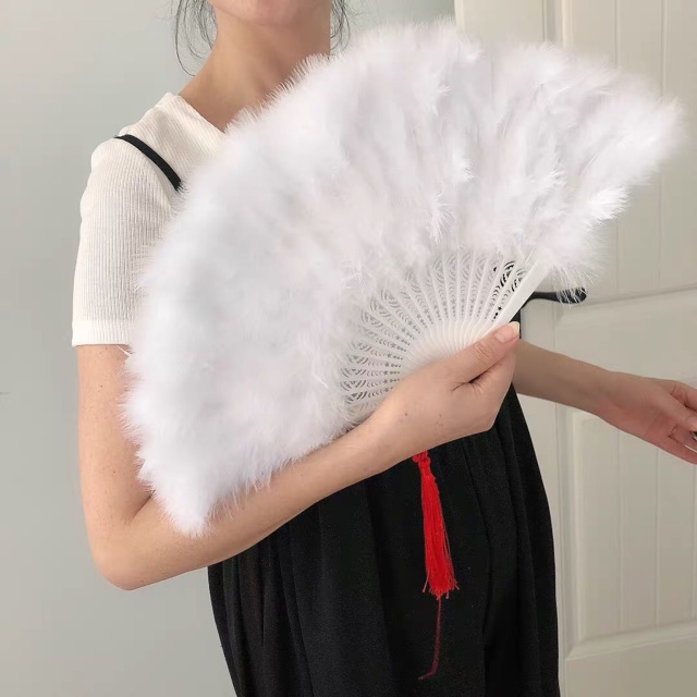 Quạt xếp lông vũ các màu