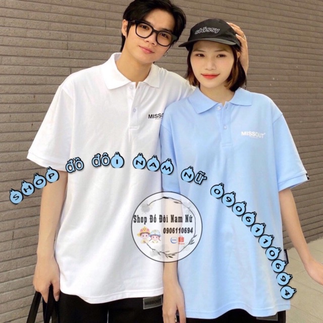Áo Cặp Đôi Cổ Trụ Áo Thun Polo Có Cổ Nam Nữ Tay Lỡ Phông Rộng Vải Thun Cotton Dày Dặn