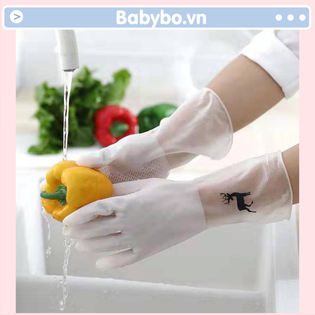 Găng tay cao su trắng siêu dai hình con nai đủ size S, M, L