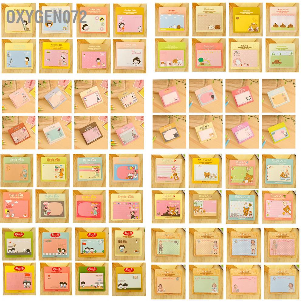 Oxygen072 Cute Cartoon Sticky Notes Portable 20 Sheet Self Stick Creative Square Notepad
