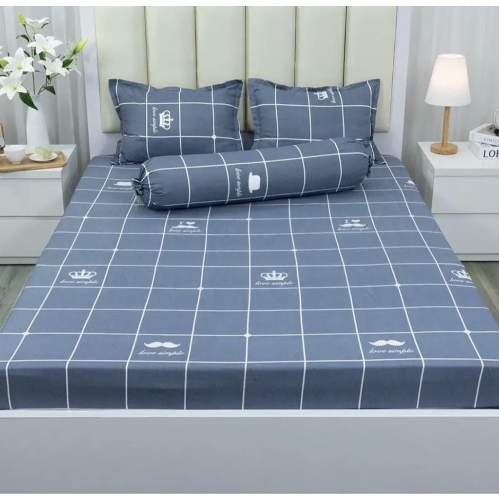 Ga gối cotton bo chun, ga trải giường poly 4 món đủ size 1m2 , 1m6 và 1m8 nhiều mầu