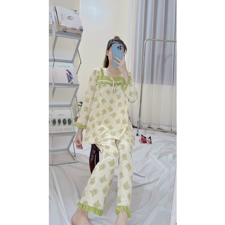 Bộ đũi mặc nhà bầu và sau sinh có khoá ti ngực