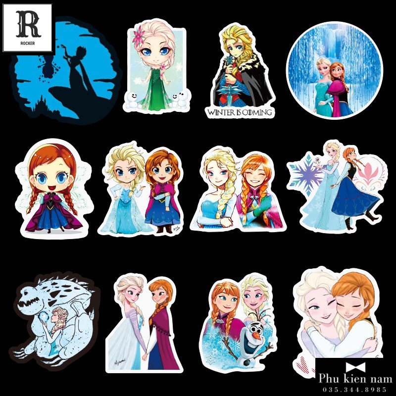 Sticker PVC Elsa 100 Hình ST122 - Stickers Chống nước Dán Mũ bảo hiểm Vali Laptop Điện thoại Dán xe
