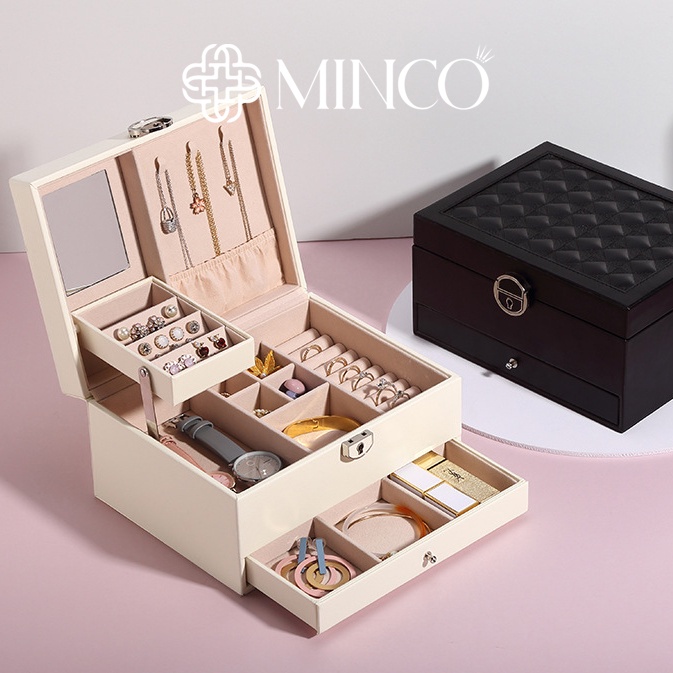 Hộp đựng trang sức Minco Accessories có nhiều ngăn tiện dụng và thời trang cho phái nữ HT01