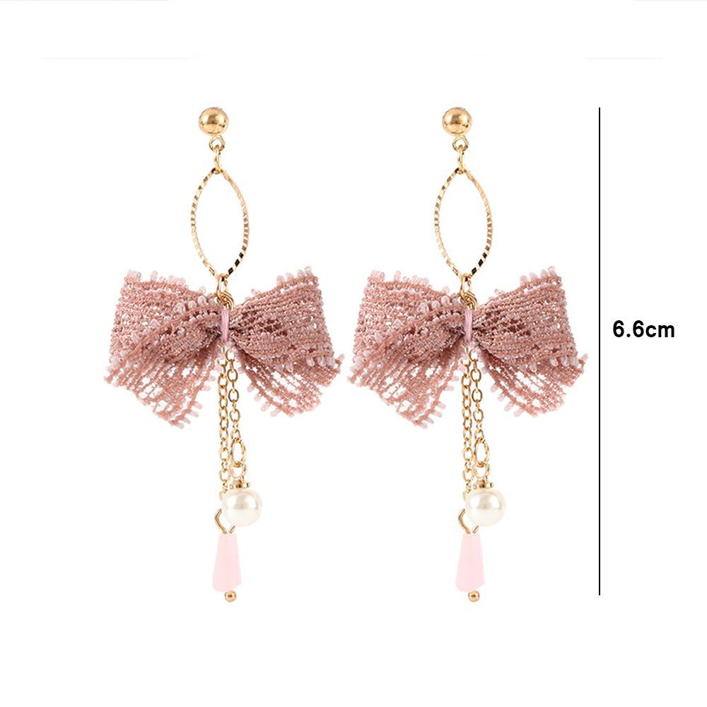 Hoa tai dáng dài phối nơ phong cách Hàn Quốc nữ tính