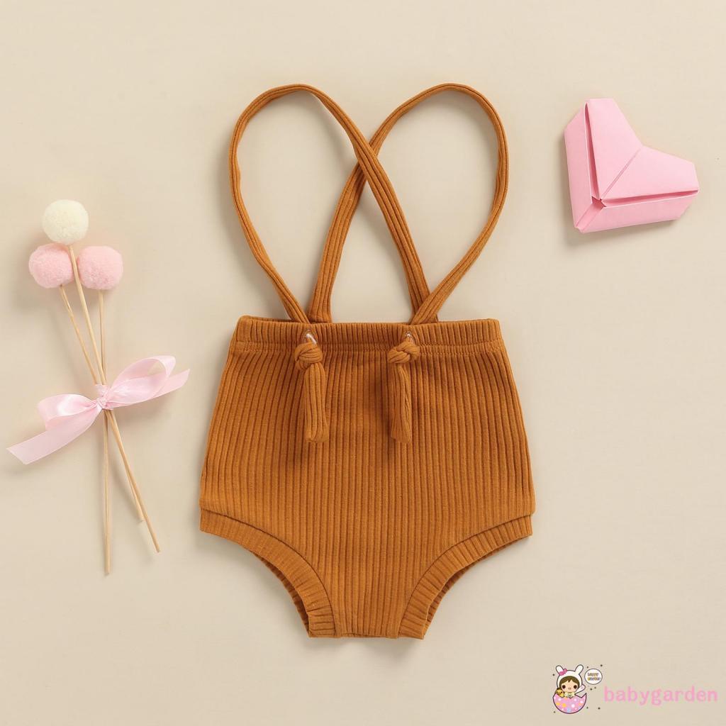 Quần yếm ngắn màu trơn có thể điều chỉnh phong cách mùa hè xinh xắn dành cho bé