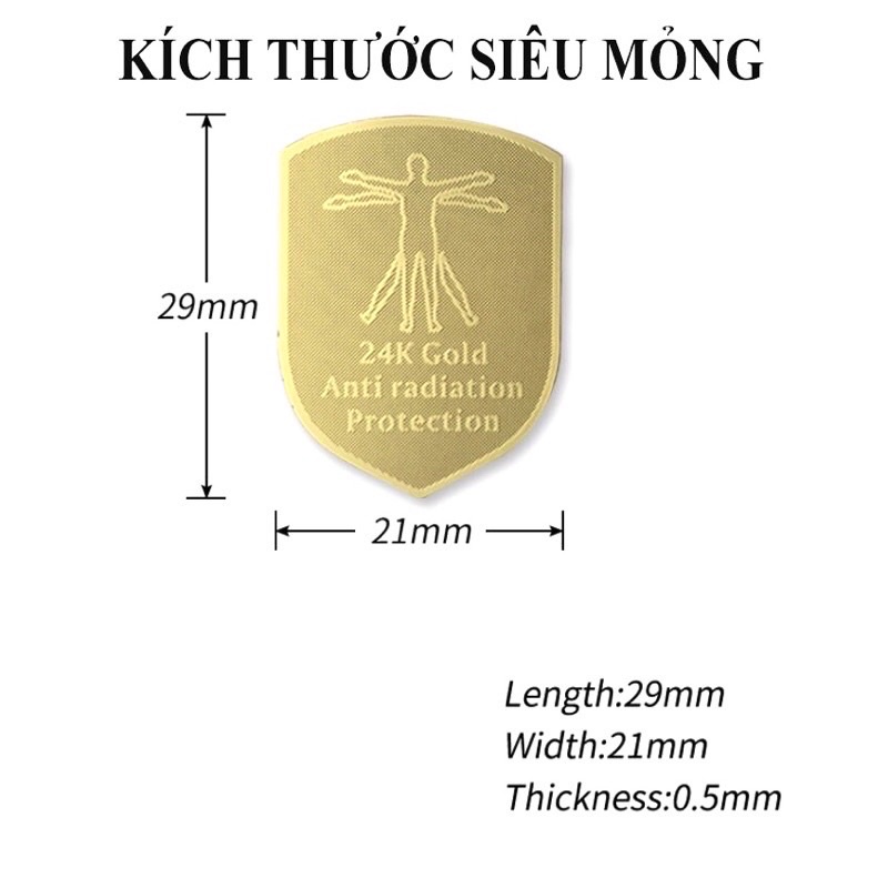 Miếng dán chống bức xạ điện từ 24k Gold Hàn Quốc, Ngăn sóng điện từ phát ra từ điện thoại, máy tính, wifi