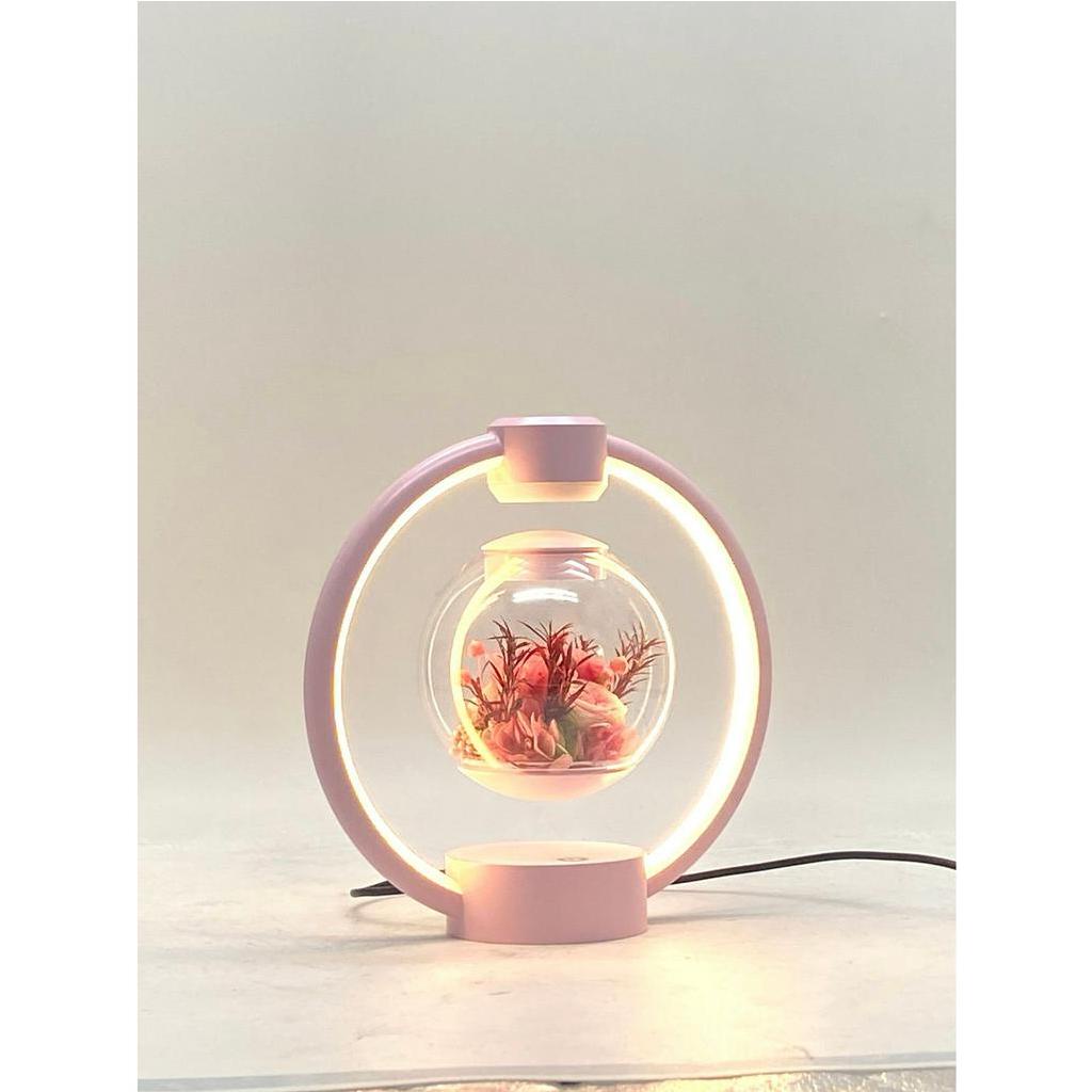 Đèn ngủ led trái tim quả cầu hoa hồng xoay vô cực, Đèn ngủ xoay 360 độ trang trí phòng ngủ siêu đẹp