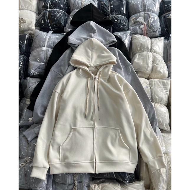 [Ảnh thật/Video]Áo khoác nỉ gân tăm loại 1 thiết kế hai lớp dày dặn Áo hoodie mũ to form rộng hàng Quảng châu