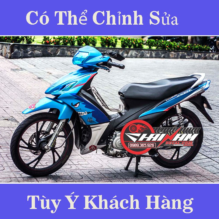 Tem trùm xe axelo xanh cá mập