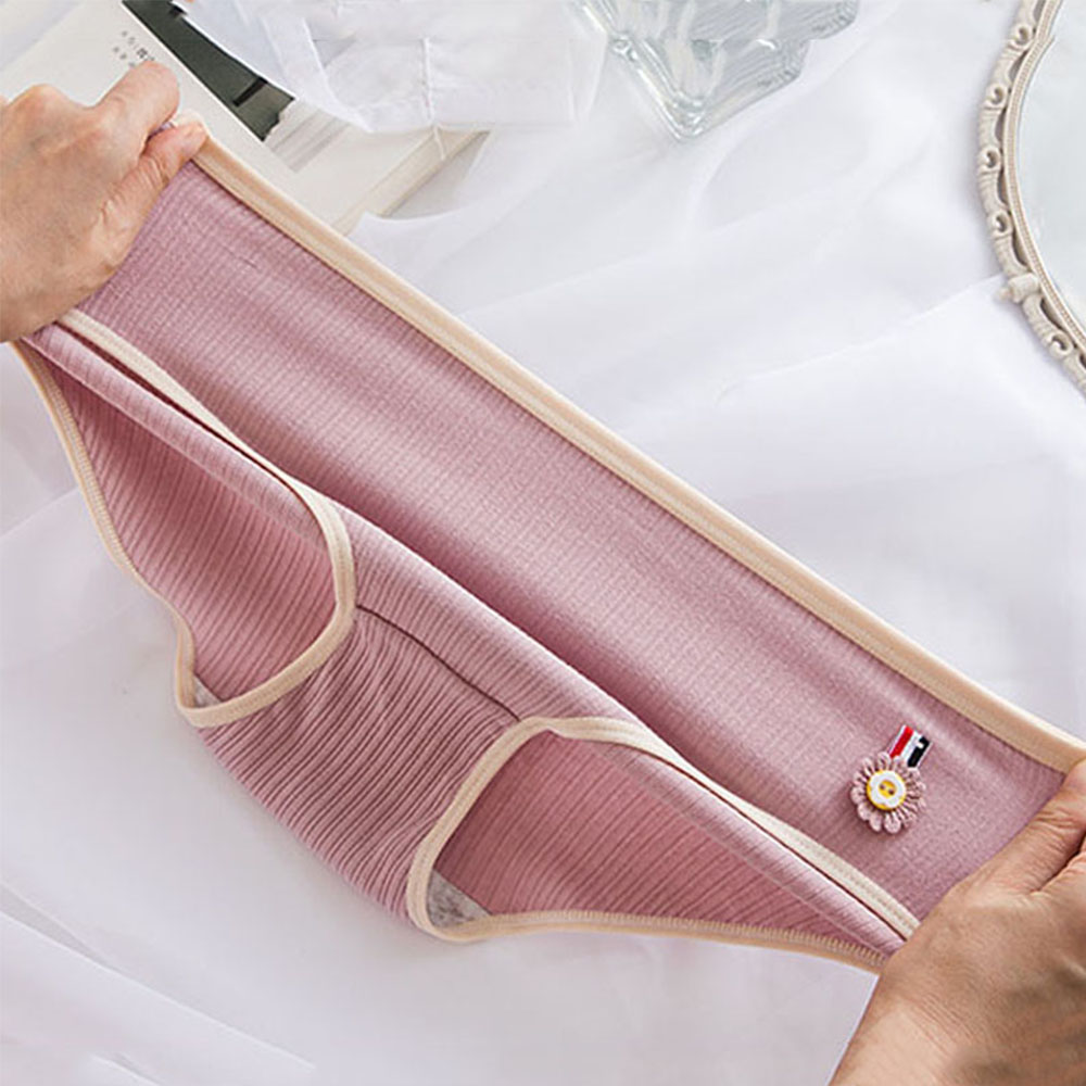 BACK2LIFE M-XL Striped Briefs Breathable Lingerie Cotton Panties Women Cute Solid Color Cotton Soft Simple Underpants green/pink/green | BigBuy360 - bigbuy360.vn