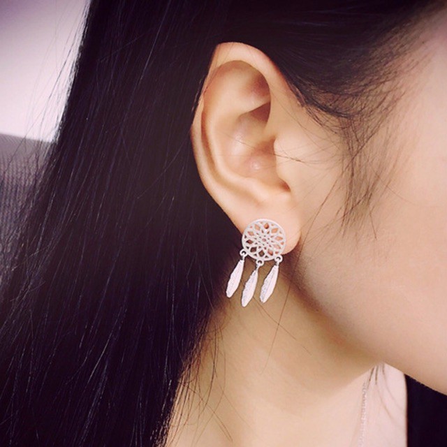 Bông tai dreamcatcher Pha Bạc duyên dáng cá tính.