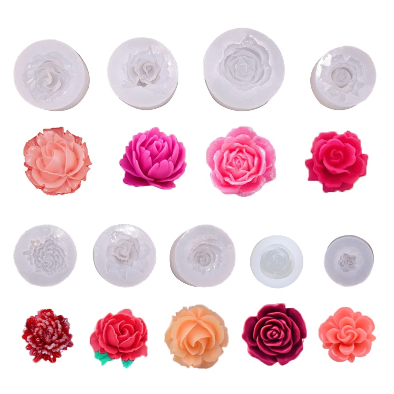 Sa Khuôn Silicone Làm Móc Khóa Hình Bông Hoa DIY