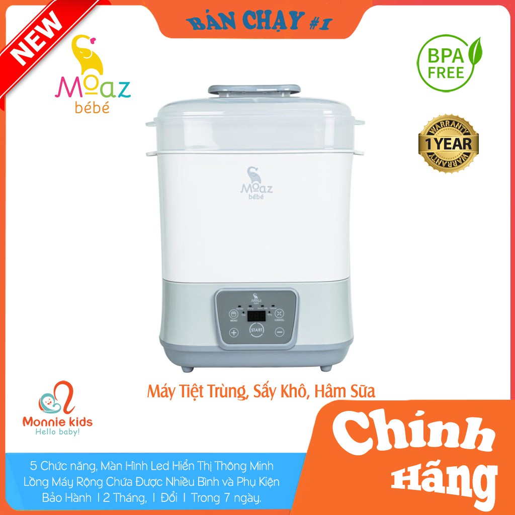 [Mã 267FMCGSALE giảm 8% đơn 500K] Máy Tiệt Trùng Hơi Nước, Sấy Khô MOAZ BEBE (MB011)