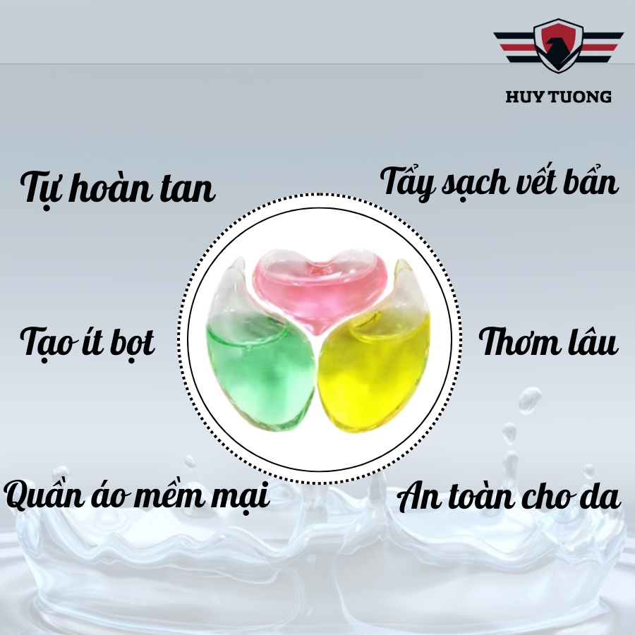 Viên giặt quần áo thơm lâu khử mùi Nhật Bản , viên giặt quần áo thông minh bỏ máy giặt tự hòa tan - Huy Tưởng