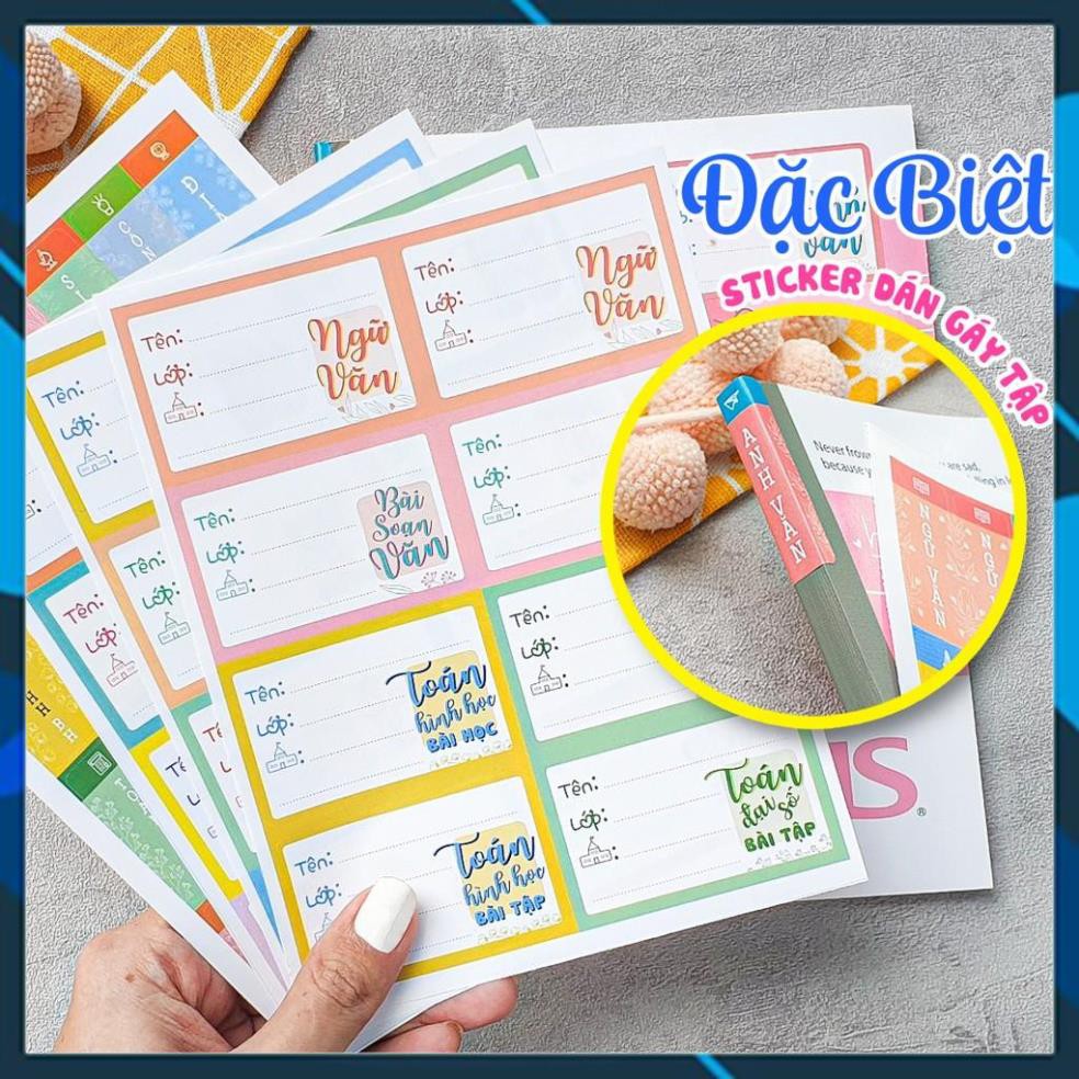 COMBO NHÃN VỠ & NHÃN DÁN GÁY TẬP  PHÂN MÔN - CẤP 2 - CẤP 3