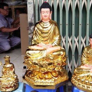 Tượng Phật Bổn Sư Thích Ca 70cm dát vàng