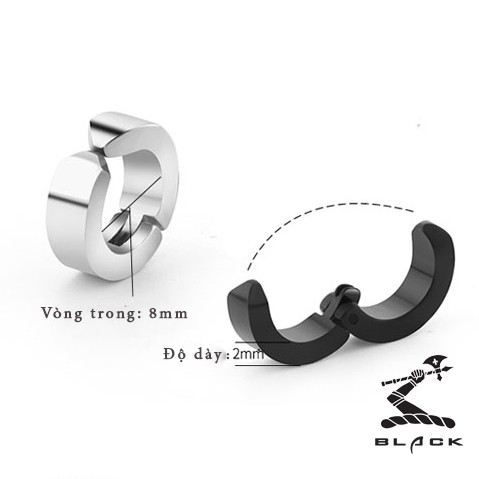 Bông Tai Black nam Kẹp không cần xỏ lỗ - phong cách Hàn Quốc mã PKBT3