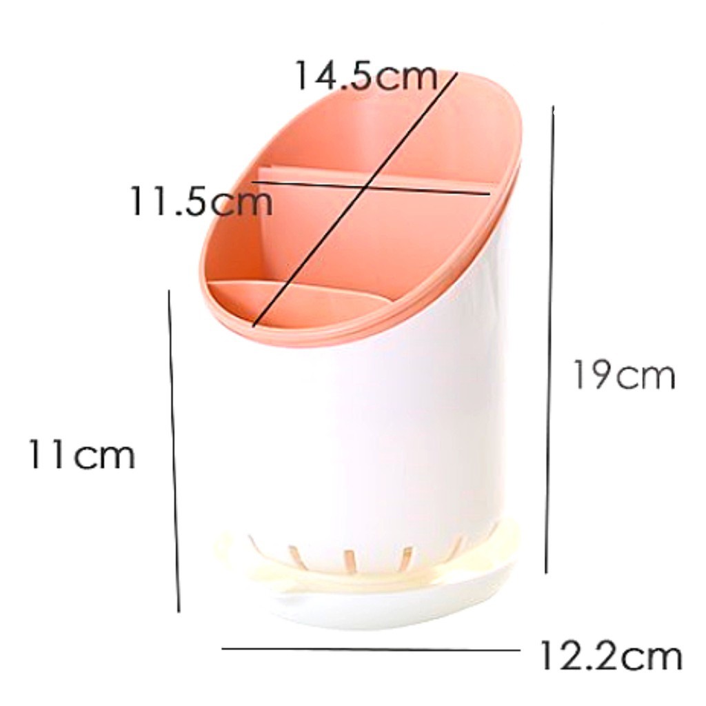 Ống đựng đũa muỗng nhựa PP có khay thoát nước  FREESHIP  4 màu sắc pastel ngọt ngào, dễ dang vệ sinh, chống ẩm mốc
