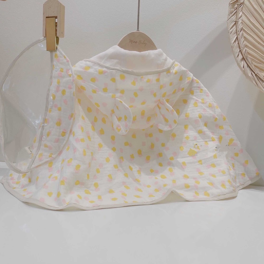 Áo choàng chống nắng kèm mũ chống giọt bắn vải xô muslin mềm mại cho bé