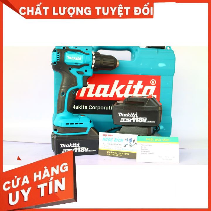 [Không Chổi Than] Máy Khoan Makita 118v Đầu 10mm Pin 10 cell Pin Trâu