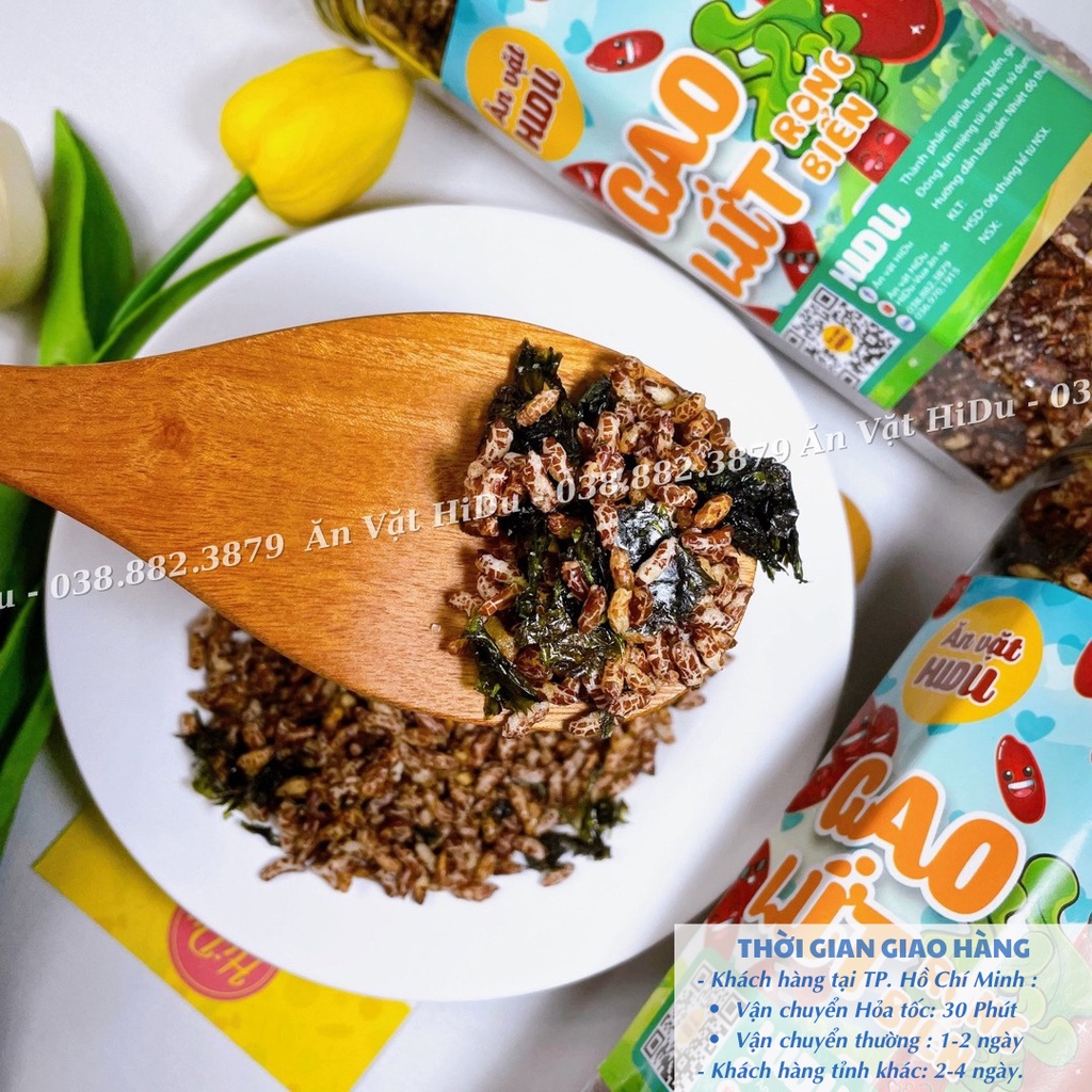 Gạo lứt sấy rong biển giòn ăn liền 300gr Ăn vặt HiDu vừa ngon vừa rẻ