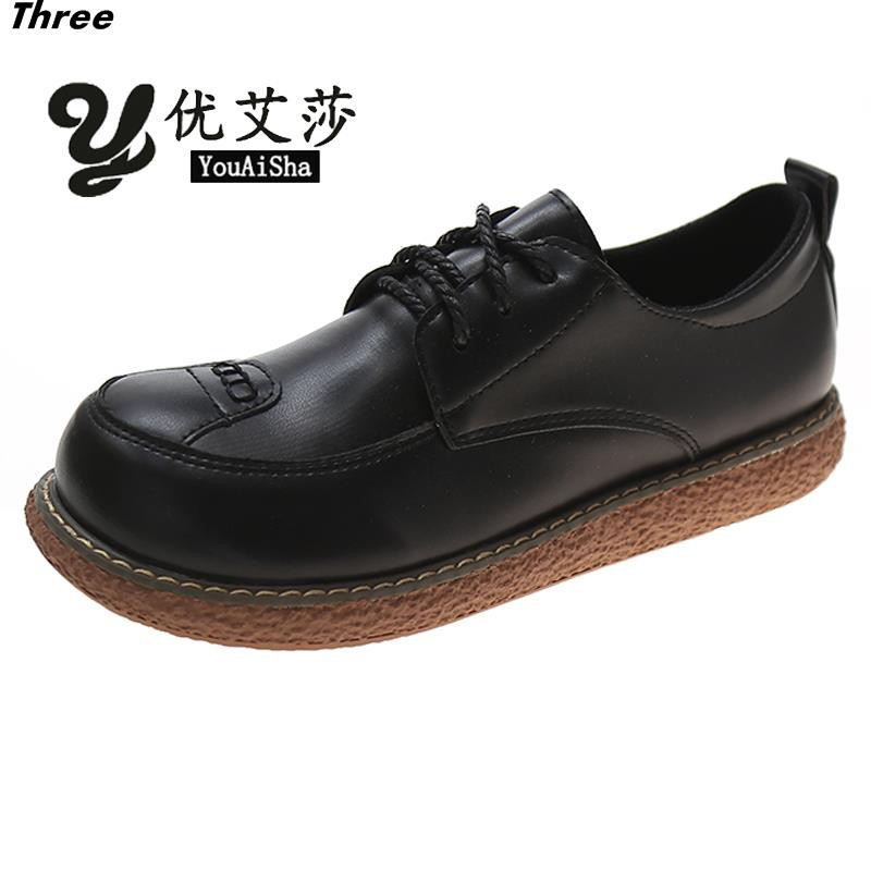 Women's shoes, single shoes black student small leather shoes female British style thick-soled lace-up Oxford Japanese uniform jk