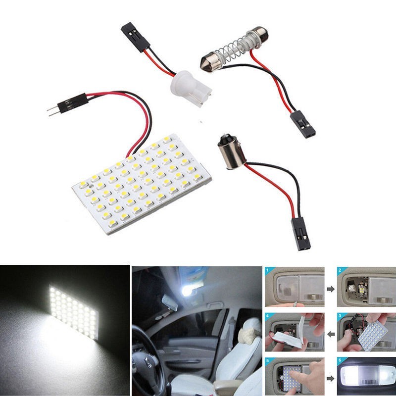Bảng Đèn LED T10 48 SMD COB Ánh Sáng Trắng Cho Nội Thất Xe Hơi